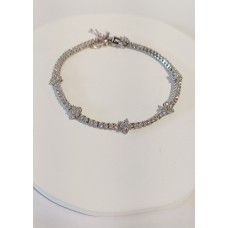 Ασημένιο βραχιόλι με ζιργκόν σε σχήμα στρογγυλό και αστεριού (SB44)